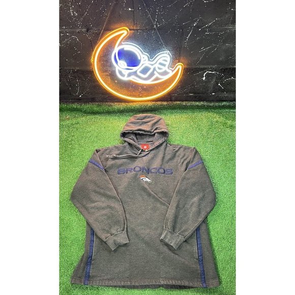 NFL Apparel Denver Broncos Sweater Mens Extra Large Gray Hoodie Pullover - Picture 1 of 5